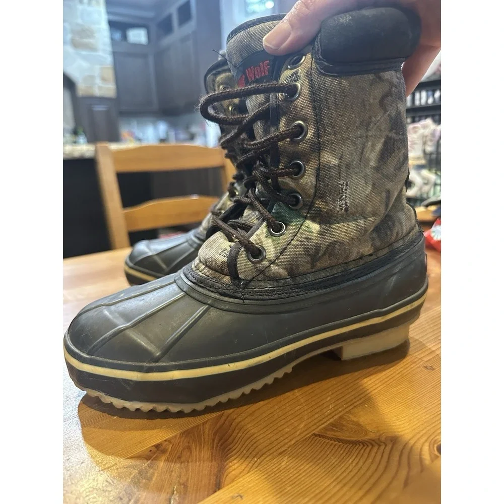 Timber Wolf  Thermolite Camo Boots Size 5 Hunting‎ Snow Waterproof Lace Up